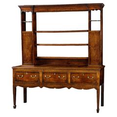 Antique George III Oak and Mahogany Inlaid Welsh Dresser and Rack