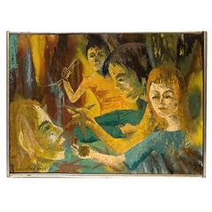 "Meditation" Oil Painting by Charlotte Ross, circa 1960 12