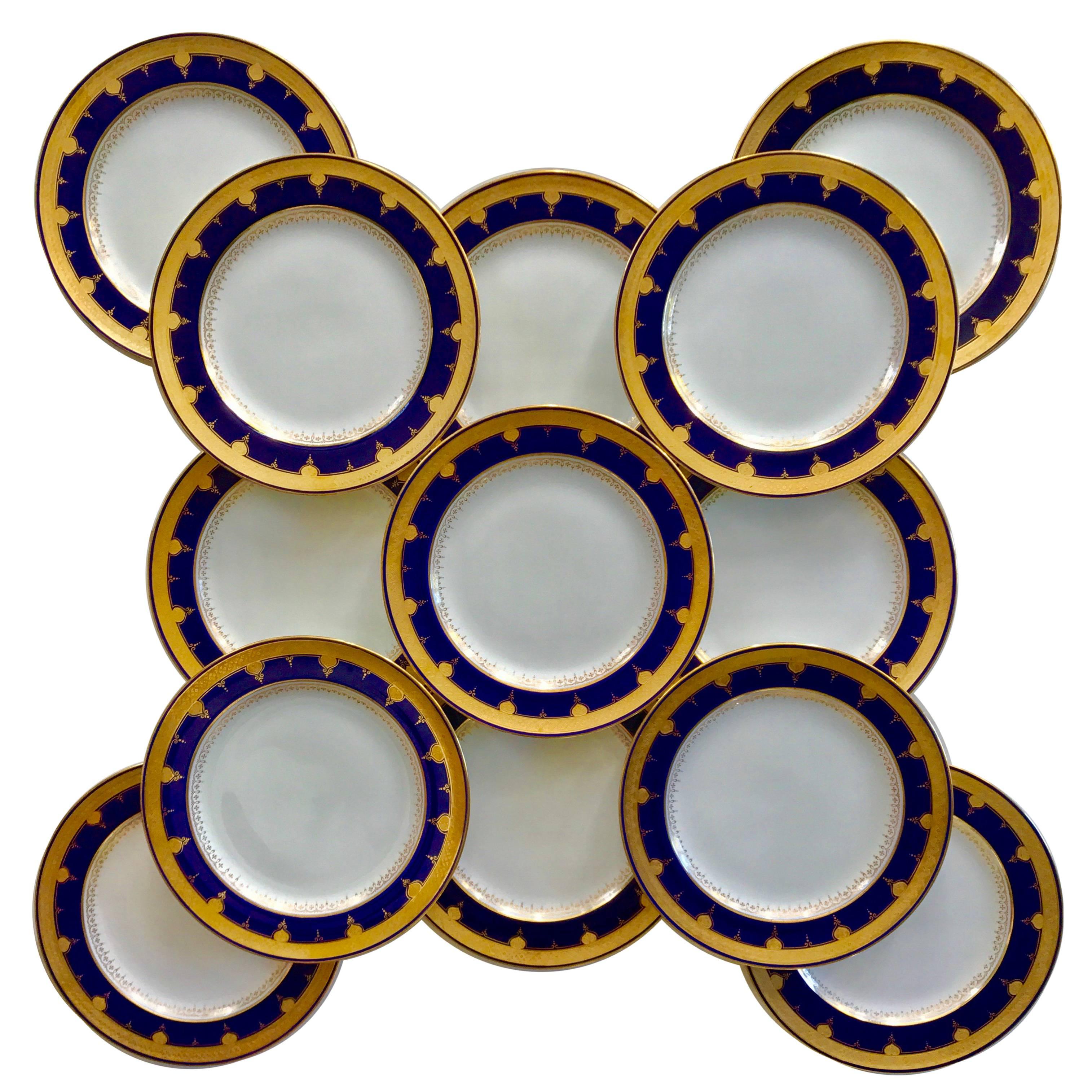 12 Cobalt Blue Dinner Plates  For Sale