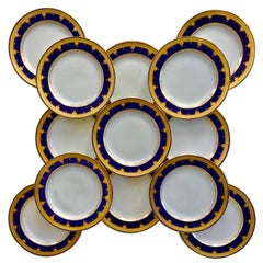 12 Cobalt Blue Dinner Plates 