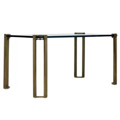 Mid-Century Modern Coffee Table by Peter Ghyczy 1970s Brass and Glass #02