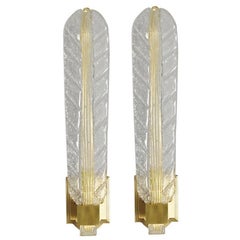 Pair of Italian Murano Glass Leaf Sconces by Ercole Barovier 2