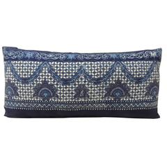 Vintage Blue and White Indian Long Bolster Decorative Pillow 5