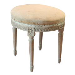Swedish Early Gustavian Round Stool in Original Paint, 18th Century Antique