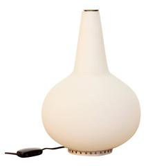 Opaline Glass and Brass Vase Lamp by Max Ingrand for Fontana Arte, 1958
