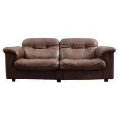 De Sede Two-Seat Brown Leather Sofa