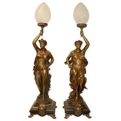 Pair of Bronze Classical Lamps After L. Gregoire 4