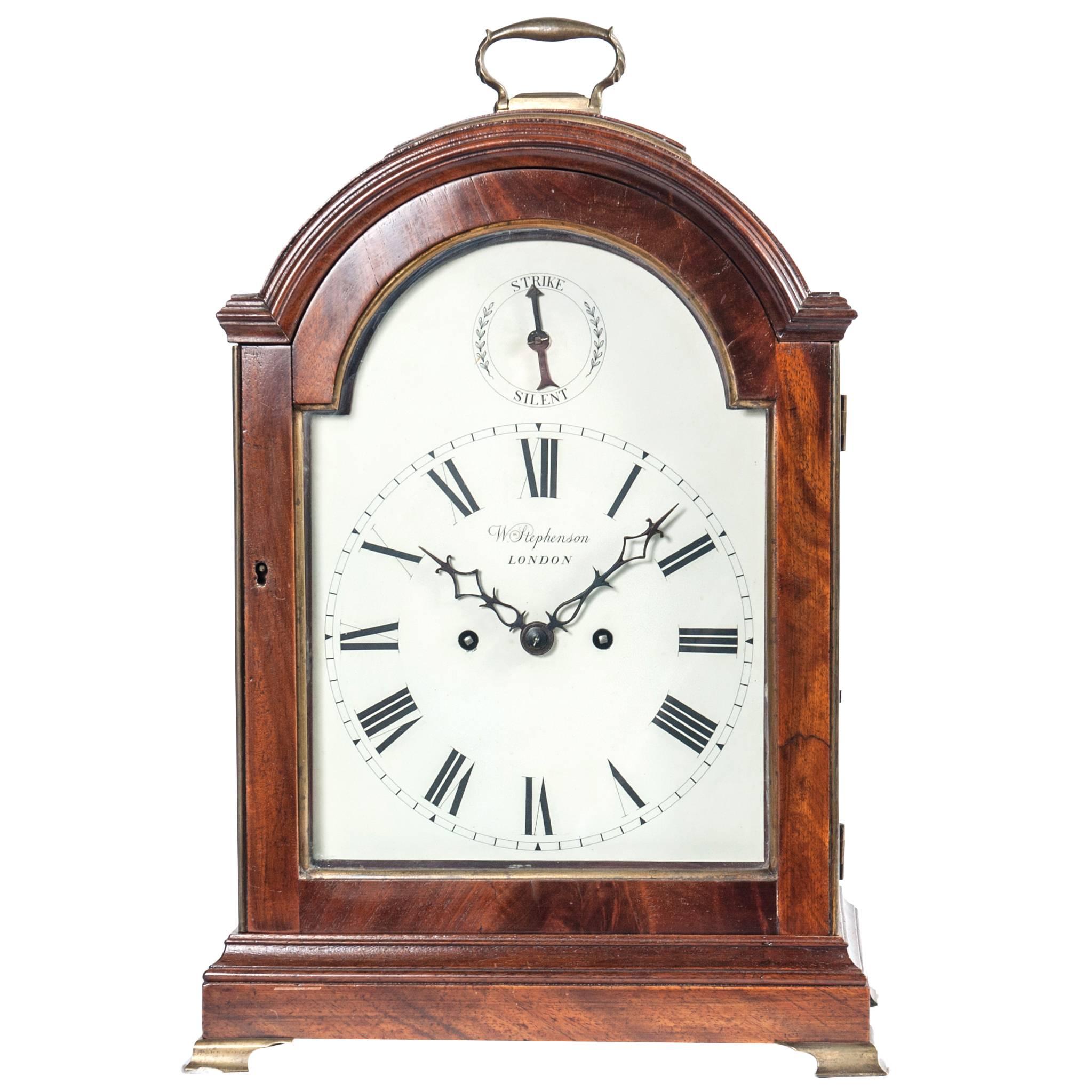 English Regency Mahogany Table Clock, circa 1800 For Sale