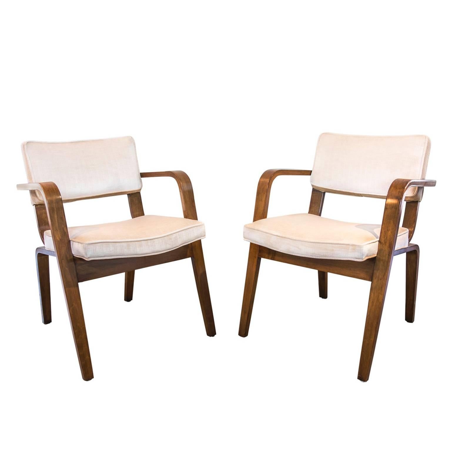 Pair of Thonet Bentwood and Upholstery Dining Chairs