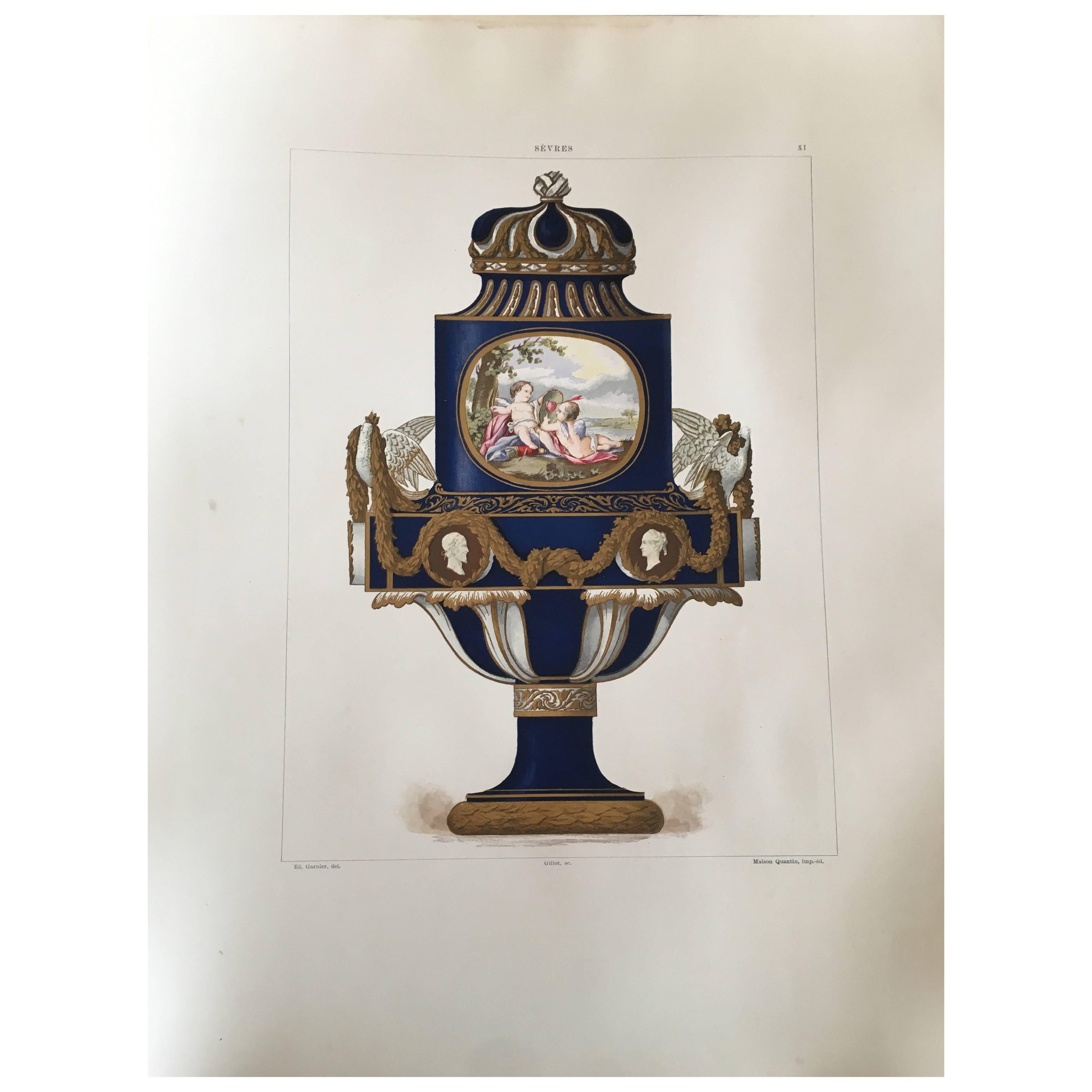 36 Hand Colored and Gilded Plates, 1891-Folio  Sevres Porcelaine Vases
