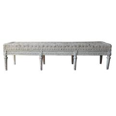 Swedish Gustavian Bench with Antique Linen