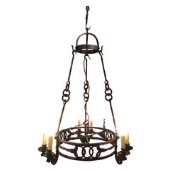 Italian Wrought Iron Six-Light Chandelier, 19th Century