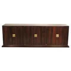 Rare Newly Refinished Tommi Parzinger Credenza With Brass Hardware
