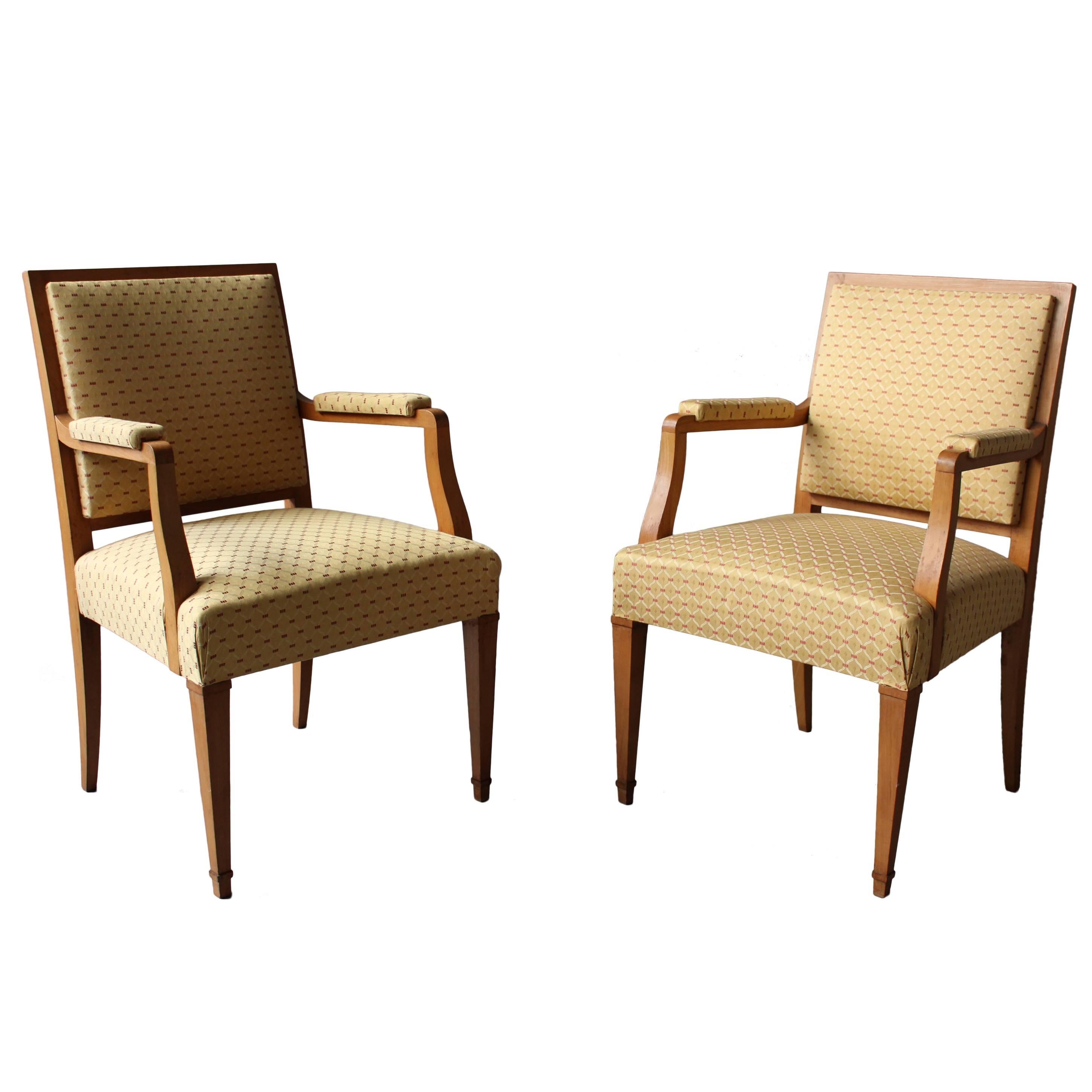 A Pair of Fine French Art Deco Bridge Armchairs