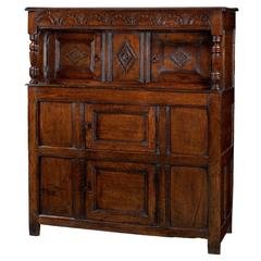 Antique Mid 17th. century carved Oak Court Cupboard