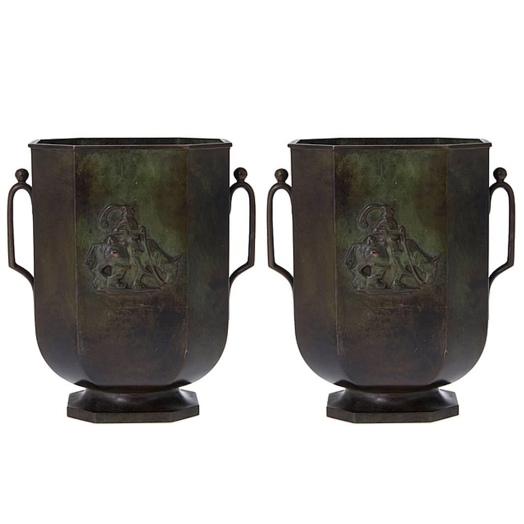 Pair of Art Deco Bronze Vases by Just Andersen