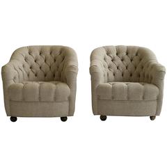 Pair of Ward Bennett Style Lounge Chairs