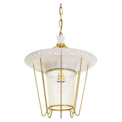 Italian 1950s Lantern in Brass, Glass and Lacquered Aluminum 8