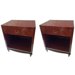 A pair of thuya wood side tables