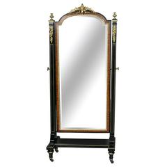 Antique Bronze-Mounted Cheval Tilting Mirror by Maison Jansen