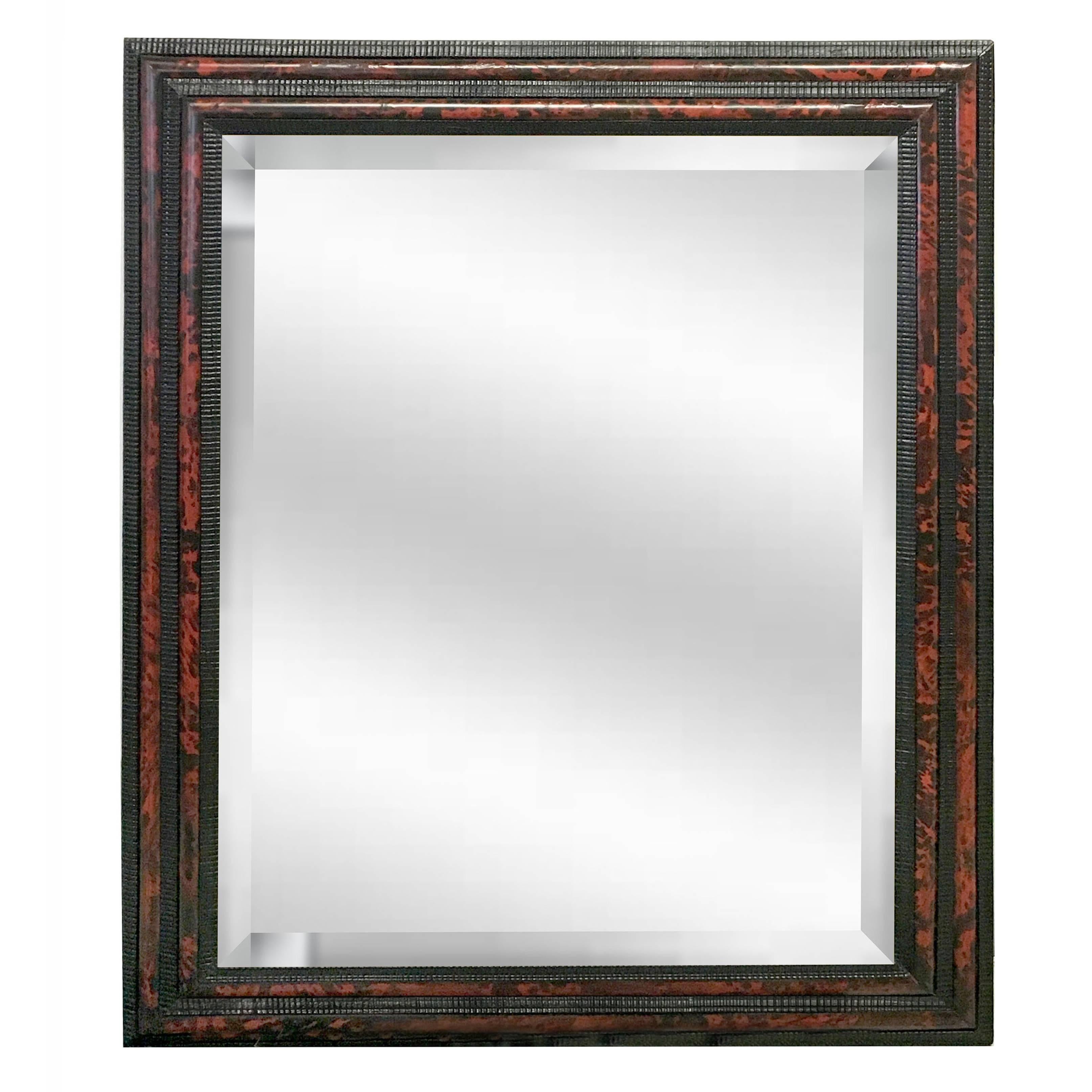 19th Century Dutch Faux Tortoise and Lacquered Mirror