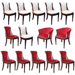 Art Deco Dining Chairs, Set of 14