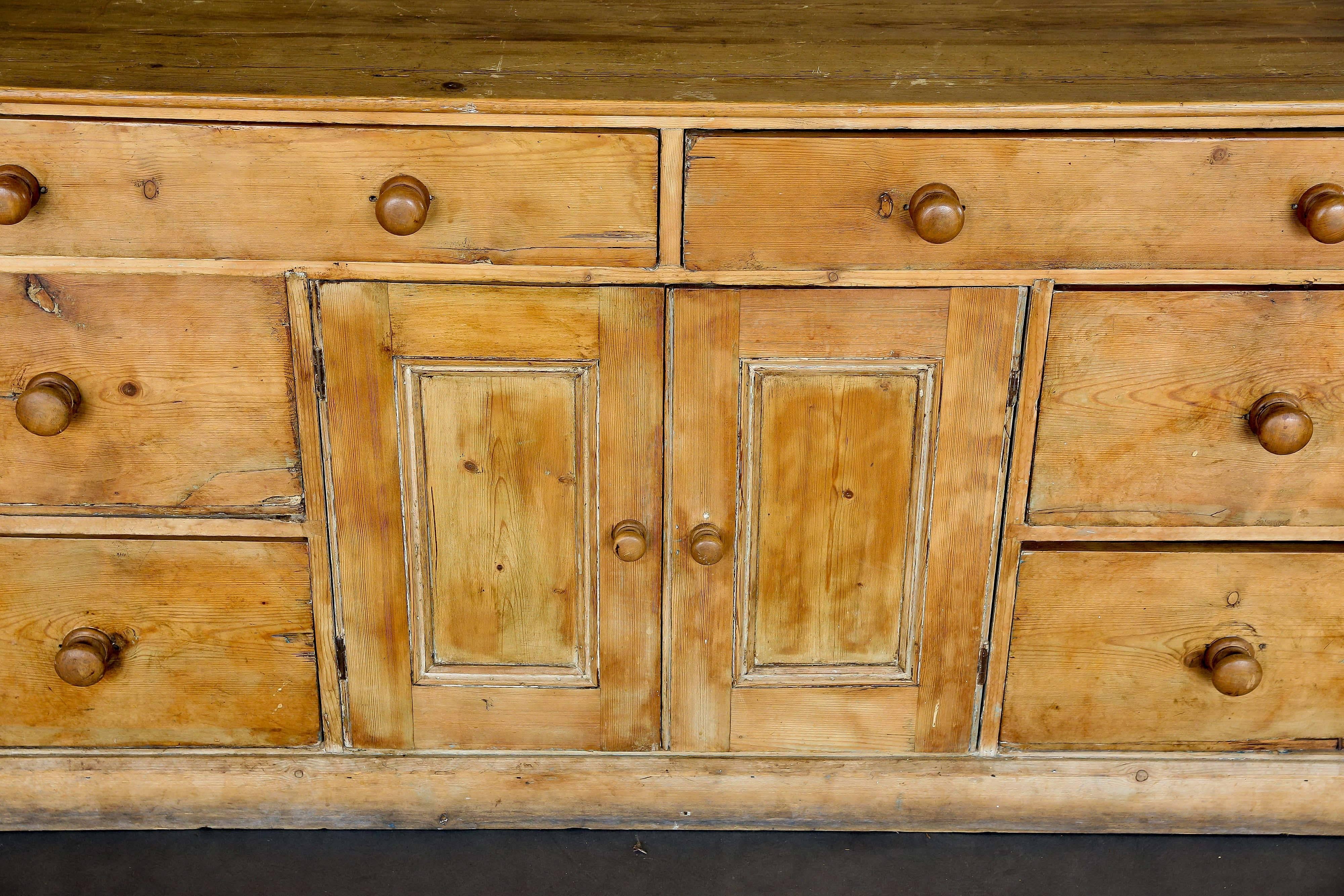 Victorian 19th Century English Scrubbed Pine Dresser