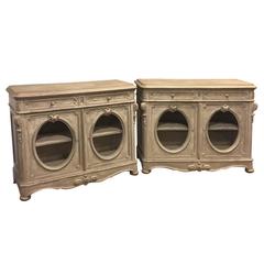 Pair of 19th Century French Napoleon III Hand-Carved & Painted Display Buffets