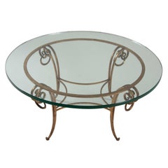 Vintage Gilt Iron Coffee Table in the Manner of Rene Drouet
