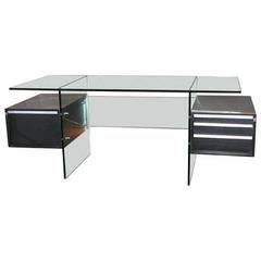 Xavier Marbeau 1970s Aluminum and Glass Desk 1
