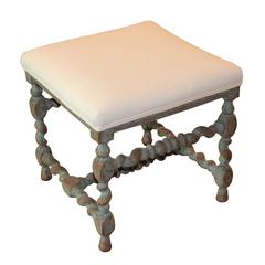 Swedish Baroque Period Square Stool, 18th Century Antique 5