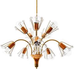 Emil Stejnar Sputnik Chandelier, Rupert Nikoll, Brass Copper Glass, Vienna 1950s