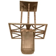 Signed Sabino French Art Deco Chandelier