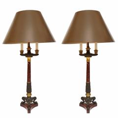 Pair of French Restauration Period Candelabra Fitted as Lamps 7