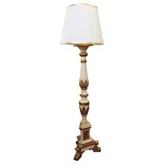 An Italian Style Polychrome and Parcel-Gilt Torchère Floor Lamp