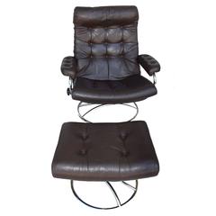 Used Ekornes Stressless Chair and Ottoman, 1972