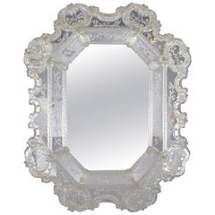 Antique Exquisite Venetian Mirror with Scrolled Frame Design