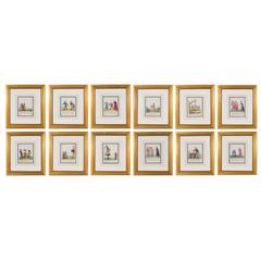 Antique Set of 12 Times Table Copper Engravings, circa 1820