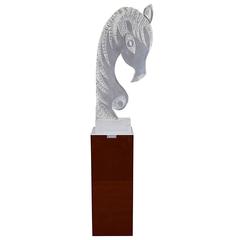 Equestrian Sculpture in Lucite by Sonnenberg, on Illuminated Pedestal 11