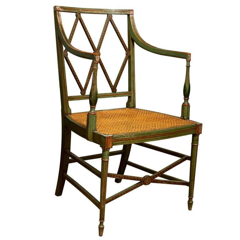 English Regency Era Painted Wood Armchair
