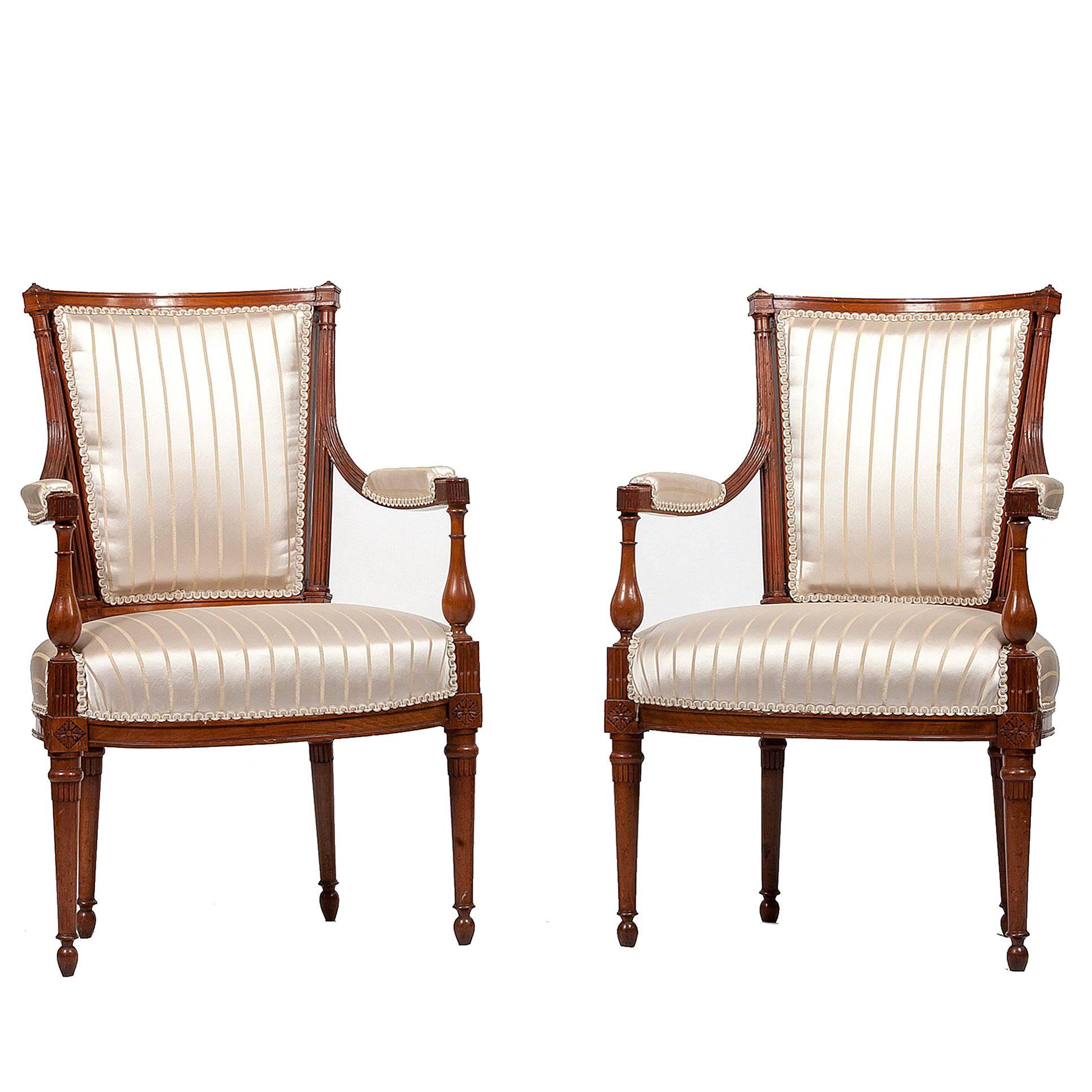 Pair of French Directoire Fauteuil Armchairs