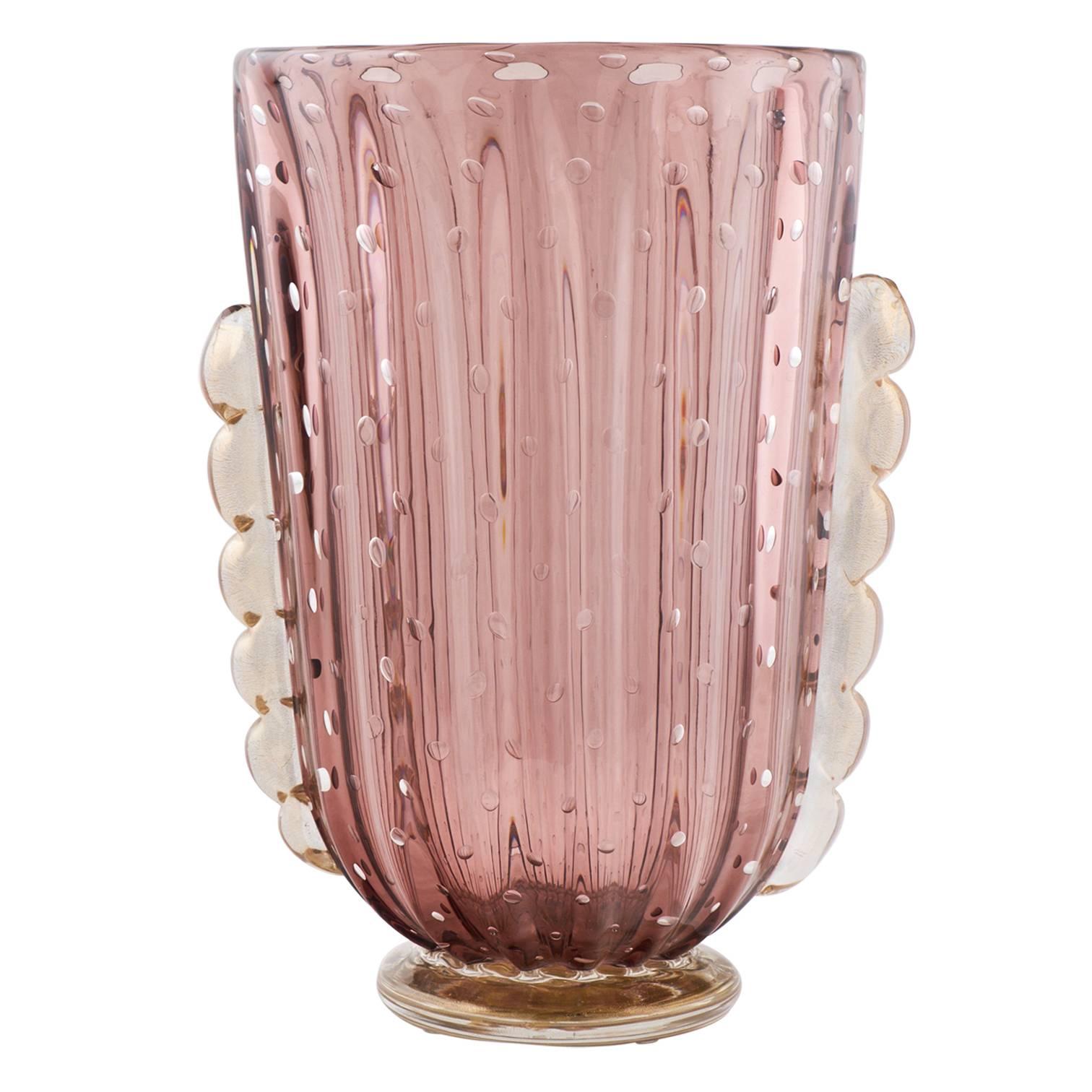 Murano "Pulegoso" Glass Vases Signed A. Donà