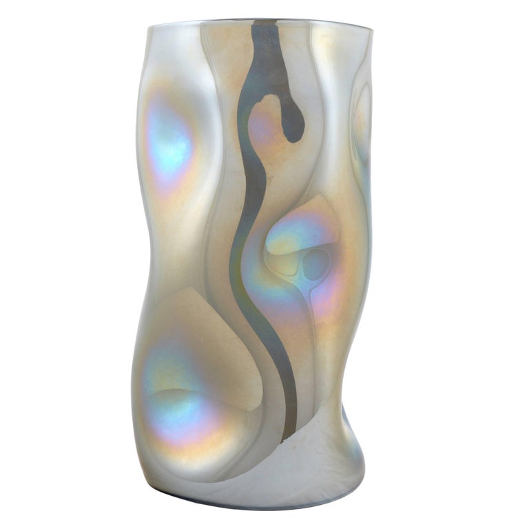 Sculptural Murano Iridescent Mirrored Glass Vases For Sale At 1stdibs