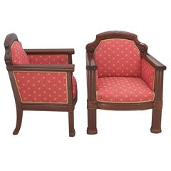 Pair of Danish Art Deco Club Chairs in Mahogany with Upholstery, circa 1920s 3