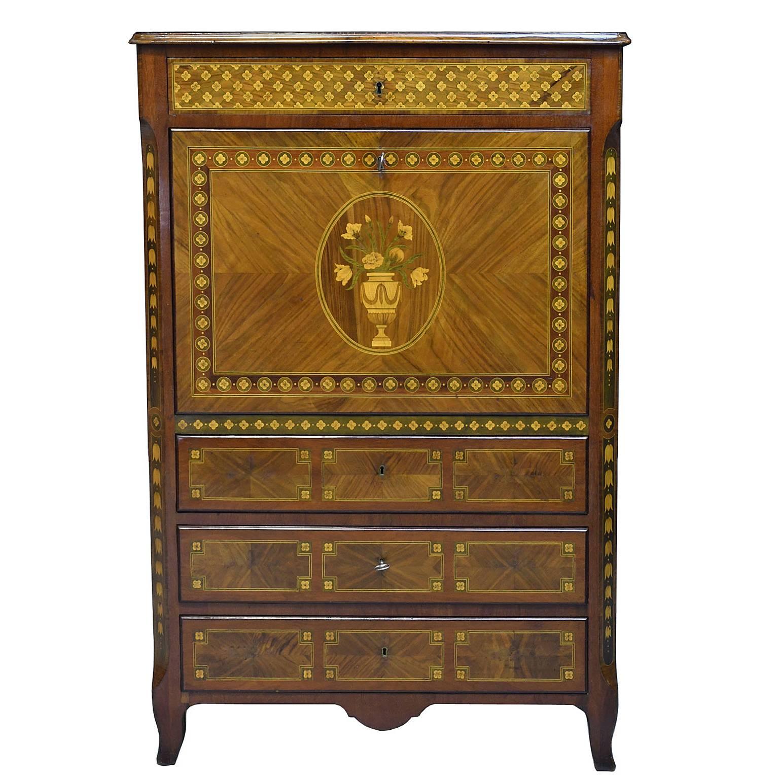 Spanish Charles IV Secretary with Contrasting Marquetry over Mahogany, c. 1800