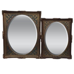 Vintage Unmatched Pair of Signed Monumental Mirror