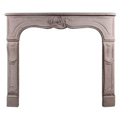 Period 18th Century French Louis XV Limestone Fireplace