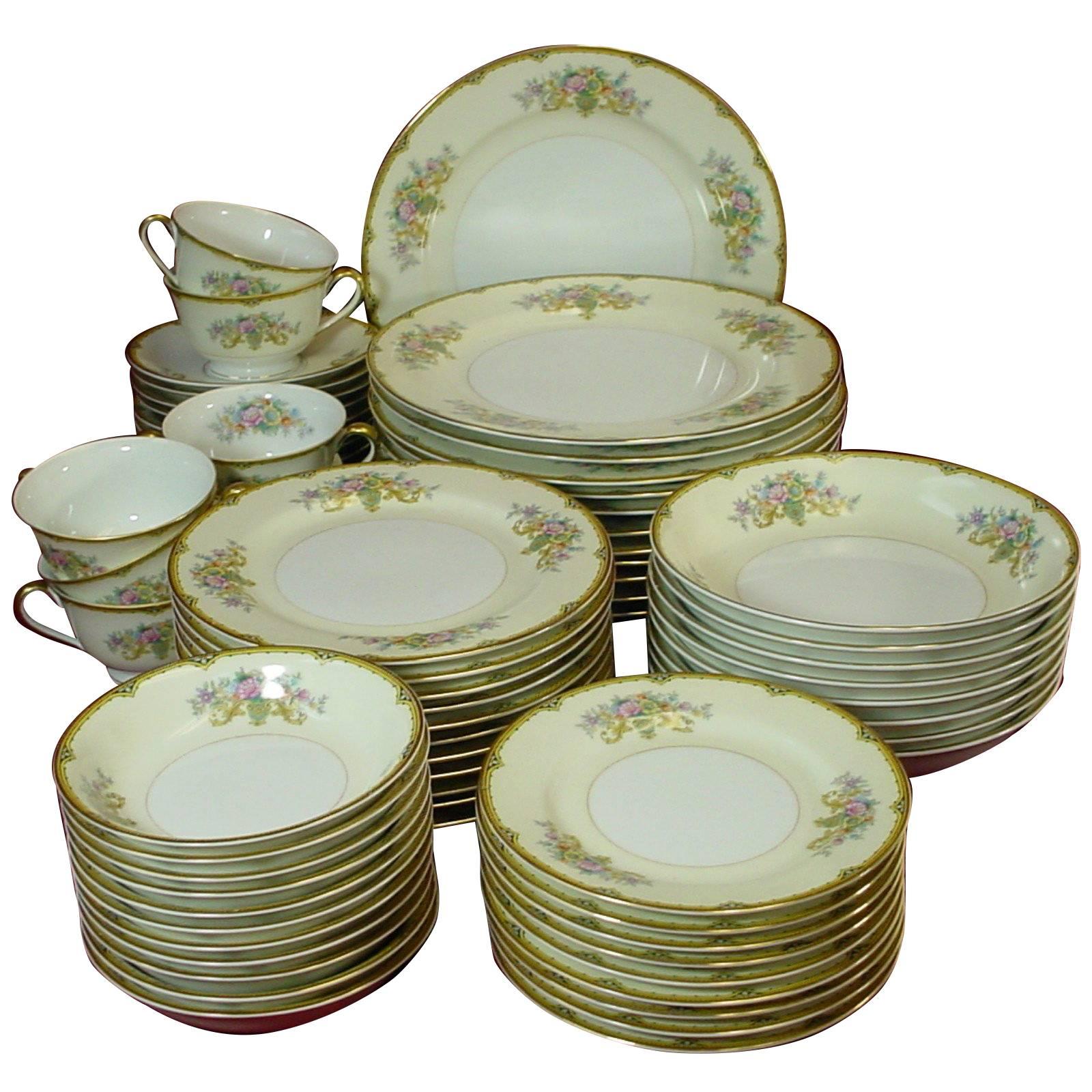 Noritake China N1327 Pattern 70-Piece Set Service for Nine, Plus Extras