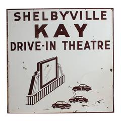 1950s American Drive in Theatre Double-Sided Enamel Sign