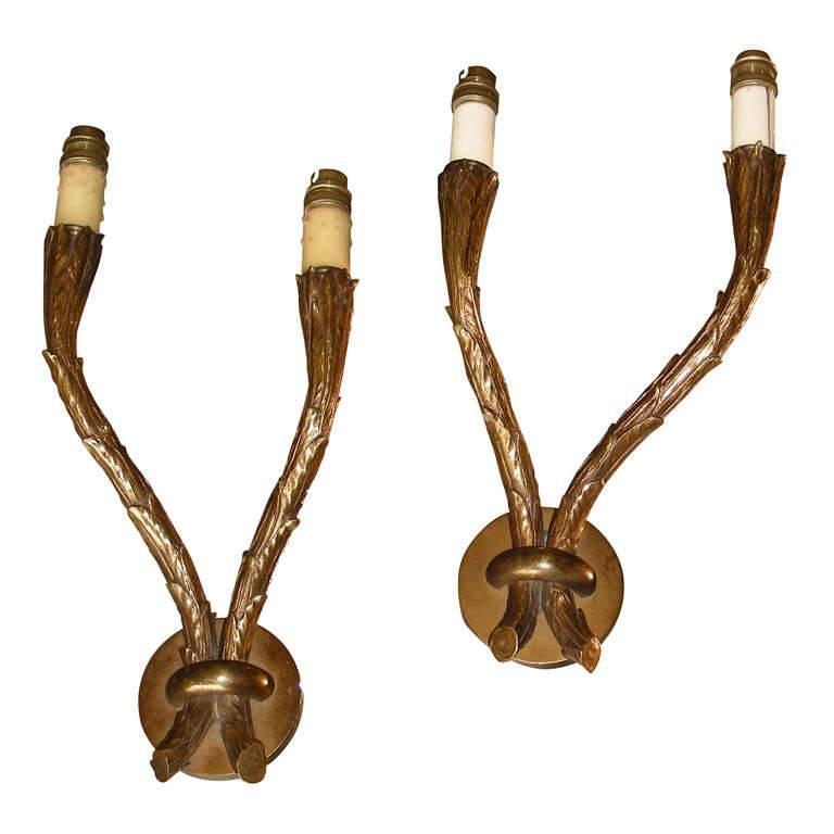 Two 1950-1960 Sconces by Maison Baguès